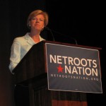 Lesbian activist Tammy Baldwin speaks to her leftist Nutroots allies.