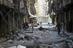 Rubble in the Syrian city of Allepo.