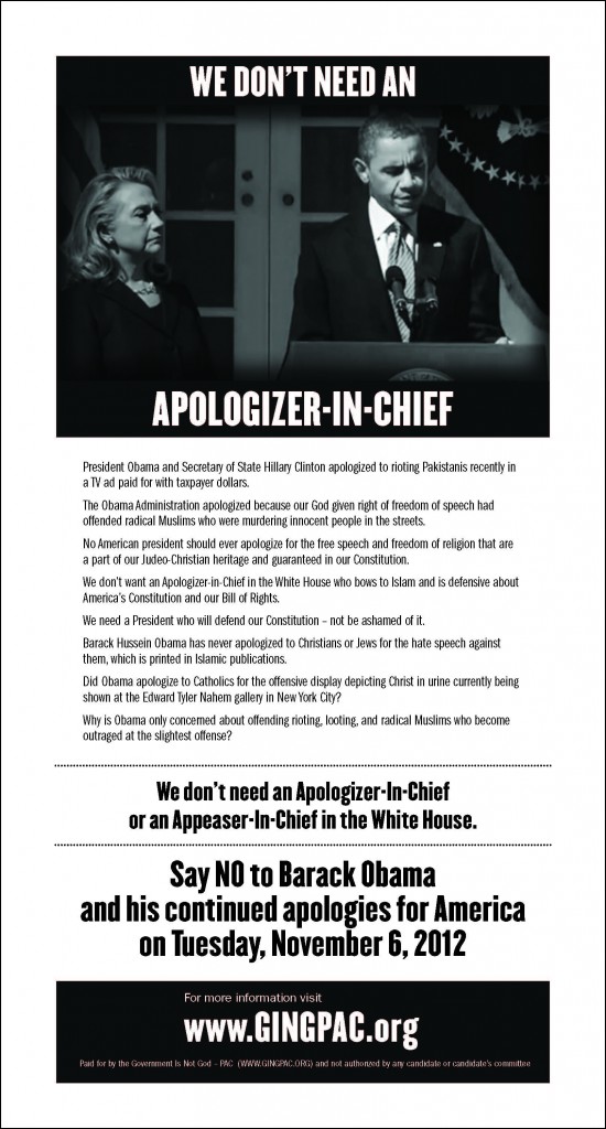 Ad exposing Barack Obama as the apologizer in chief