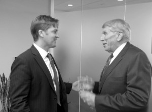 Newly elected Senator Ben Sasse and William Murray discuss the issues at a meeting on Capitol Hill.